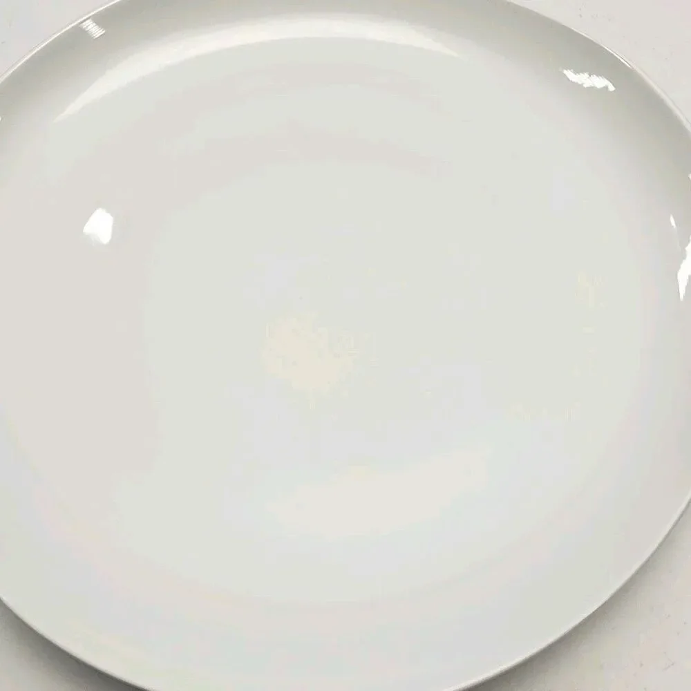 West Elm Organic Shaped White Porcelain 11-1/4” Dinner Plate Set of 4 Wave Curve